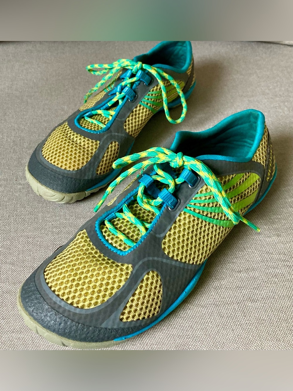 Merrell Pace Glove 2 Barefoot Running Shoes Lime Teal Gray Women’s 7 Vibram